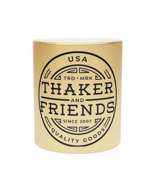 Thaker and Friends Ceramic Mug with a Non-Toxic, Metallic Finish Available in Silver and Gold
